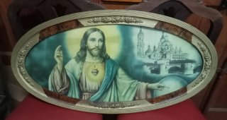 Cuadro Religioso Antiguo Ovalado