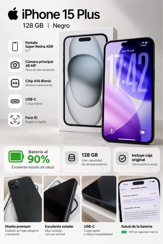 iPhone 15 Plus - 90% BATERÍA!