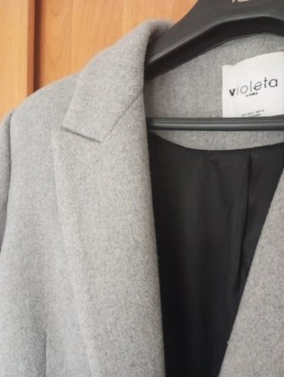 Abrigo de paño gris Violeta by Mango
