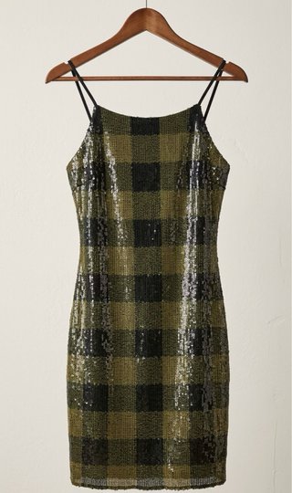 Vestido de Lentejuelas Verde y Negro