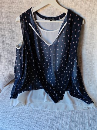 Camisa blanca azul talla L mujer Merletti tirantes
