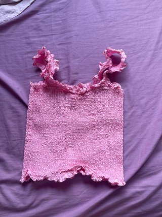 Top corto rosa con volantes S