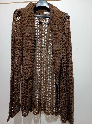 Chaqueta de crochet marrón Bershka M