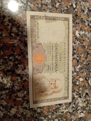 Banconota 50.000 Lire Leonardo da Vinci
