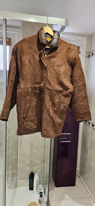 Chaqueta Tres Cuartos de Ante Marrón