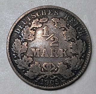 Moneda 1/2 Marco 1905 Deutsches Reich
