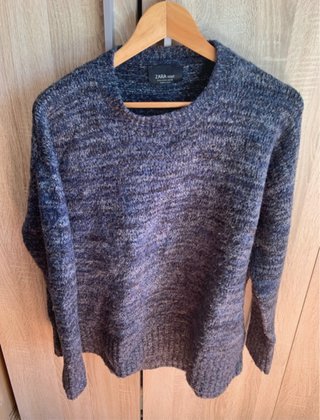 Jersey Manga Larga Azul Zara