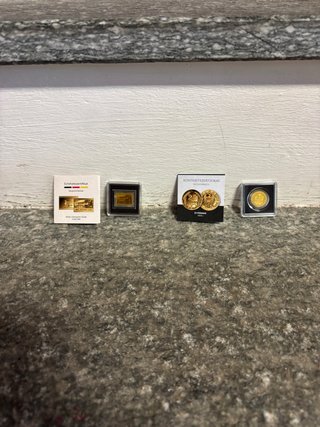 Set moneta e lamina in oro fino 999 24k