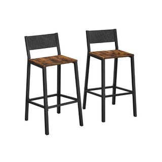 Taburete alto y silla de bar de aglomerado y acero
