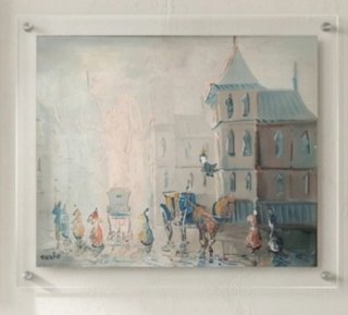 Cuadro al óleo escena urbana, firma Nieto.