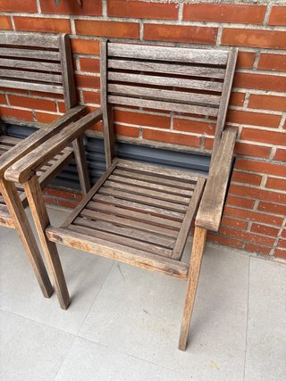 Set de 4 Sillas de Teca con Reposabrazos