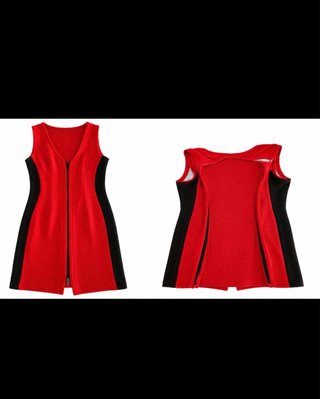 Vestido Entallado Rojo y Negro
