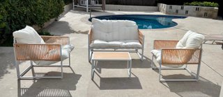 Conjunto jardín aluminio: sofá, 2 sillones y mesa