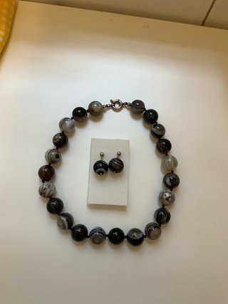 Conjunto Collar y Pendientes Ágata Bandeada