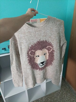 Jersey Beige con Estampado de León