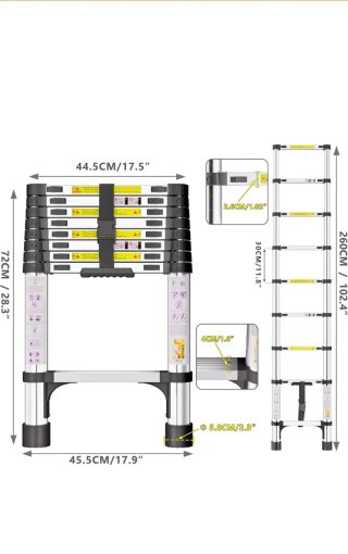 Escalera Telescópica de Aluminio 2.6m