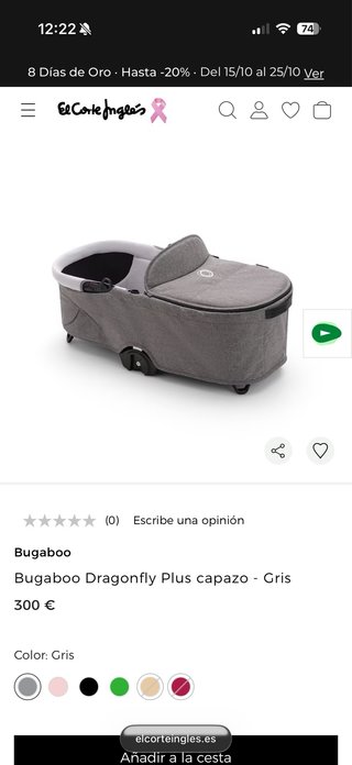 Capazo Bugaboo Dragonfly Plus Gris
