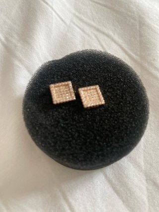 Pendientes Cuadrados en Plata Rosa