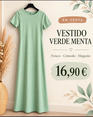 Vestido Manga Corta Verde Menta