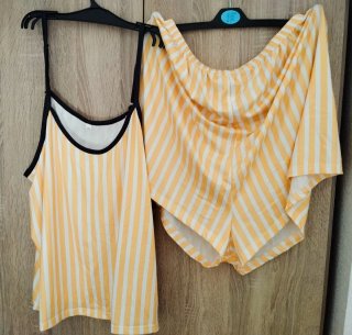 Pijama de Verano a Rayas Amarillo y Blanco