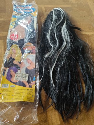 Peluca Larga 60cm Estilo Morticia Adams