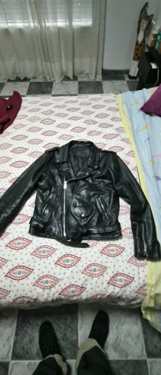 Chaqueta de cuero auténtico negra