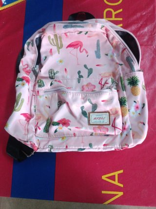 Mochila Rosa Estampado Flamencos