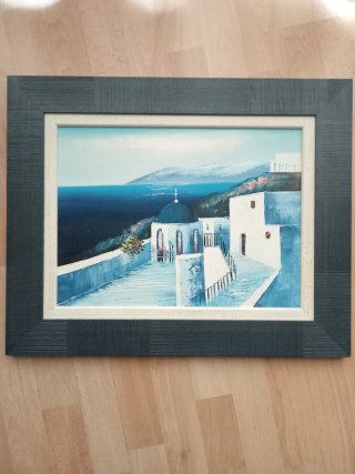 Óleo Santorini, pintado a mano, 56 x 45 cm