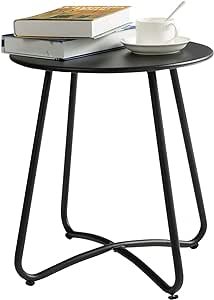 Mesa auxiliar metal redonda exterior negro
