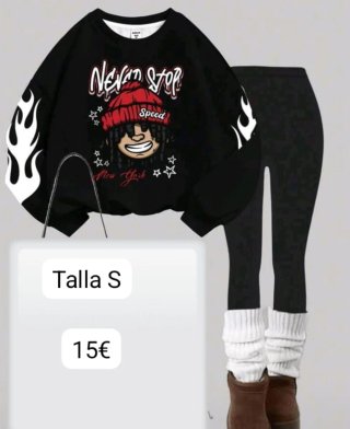 Chándal 2 piezas negro talla S