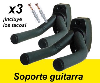 3x Supporti a parete per chitarra o basso, + tasselli