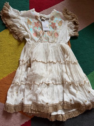 Vestido Siya Talla Única Beige y Blanco