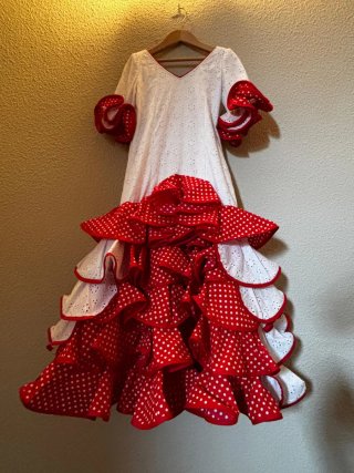 Trajes de Sevillana Blanco y Rojo Talla 6