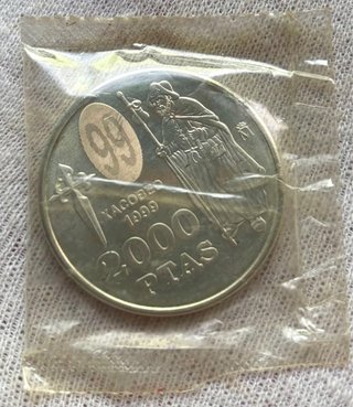 Moneda PLATA 2000 Pesetas 1999 .  Xacobeo