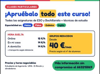Clases particulares ESO y Bachillerato