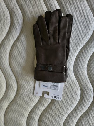Guantes de Piel Zara Marrón Talla M