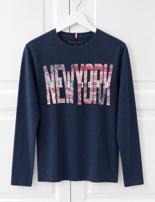 Camiseta Manga Larga Tommy Hilfiger Azul