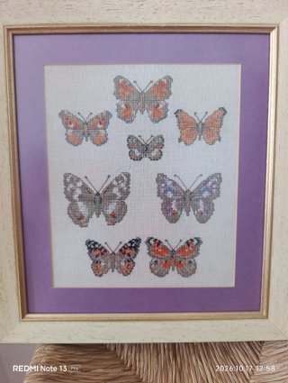 Cuadro de Punto de Cruz con Mariposas