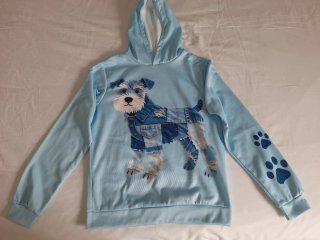 Sudadera Celeste con Estampado de Schnauzer