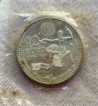 Moneda PLATA 12 Euro 2005 Blister.  El Quijote
