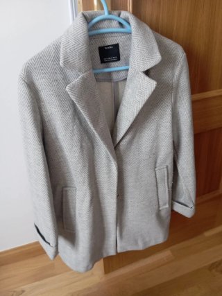 Abrigo de paño Bershka gris XS