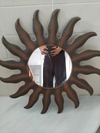 Espejo de Pared Sol con Marco de Madera