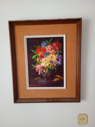 Cuadro al óleo de flores