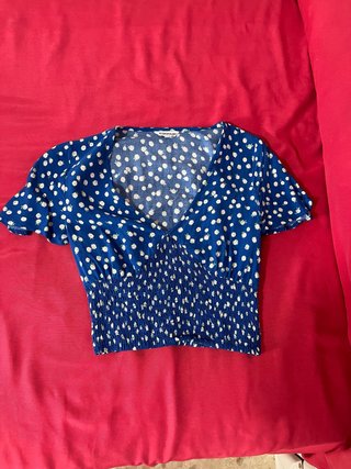 Camiseta Azul Estampado Flores