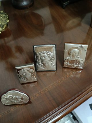 Set de 4 Cuadros de Plata Sagrado Corazón