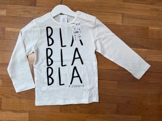 Nueva! Camiseta Blanca 36 Meses bla bla bla