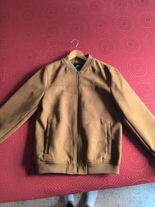 Chaqueta imitación cuero marrón