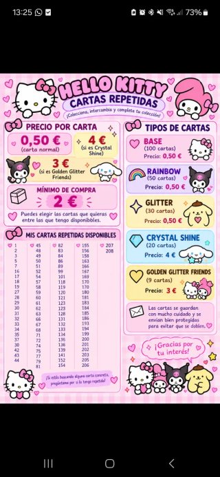 Cartas Colección Hello Kitty and Friends