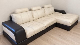 Sofá Chaise Longue 3 Plazas Blanco y Negro