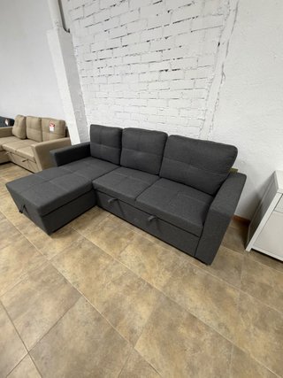 Sofá Chaise Longue Gris con Cama Extensible
